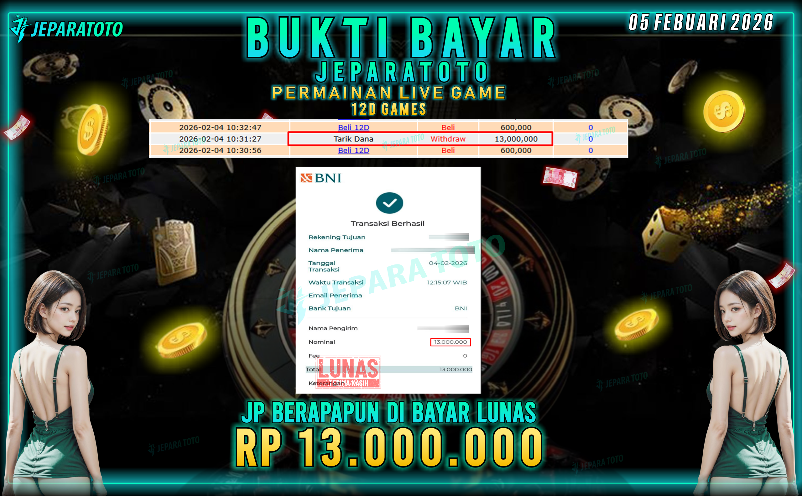 BUKTI KEMENANGAN MEMBER JEPARATOTO | 12D GAMES