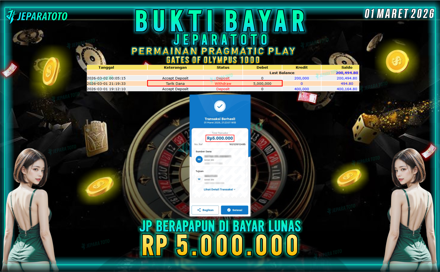 BUKTI KEMENANGAN MEMBER JEPARATOTO | GATES OLYMPUS 1000