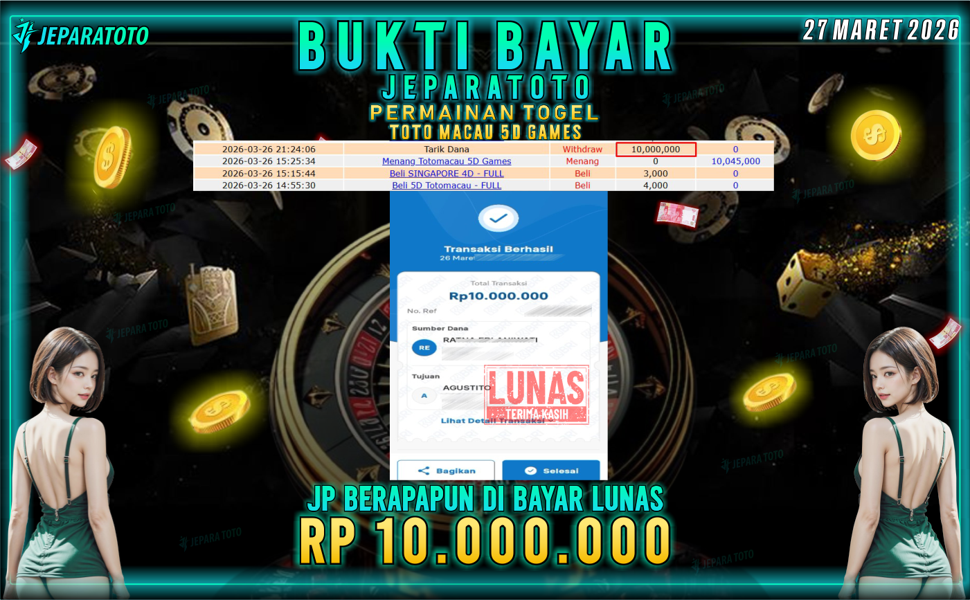 BUKTI KEMENANGAN MEMBER JEPARATOTO I  TOTO MACAU 5D GAMES