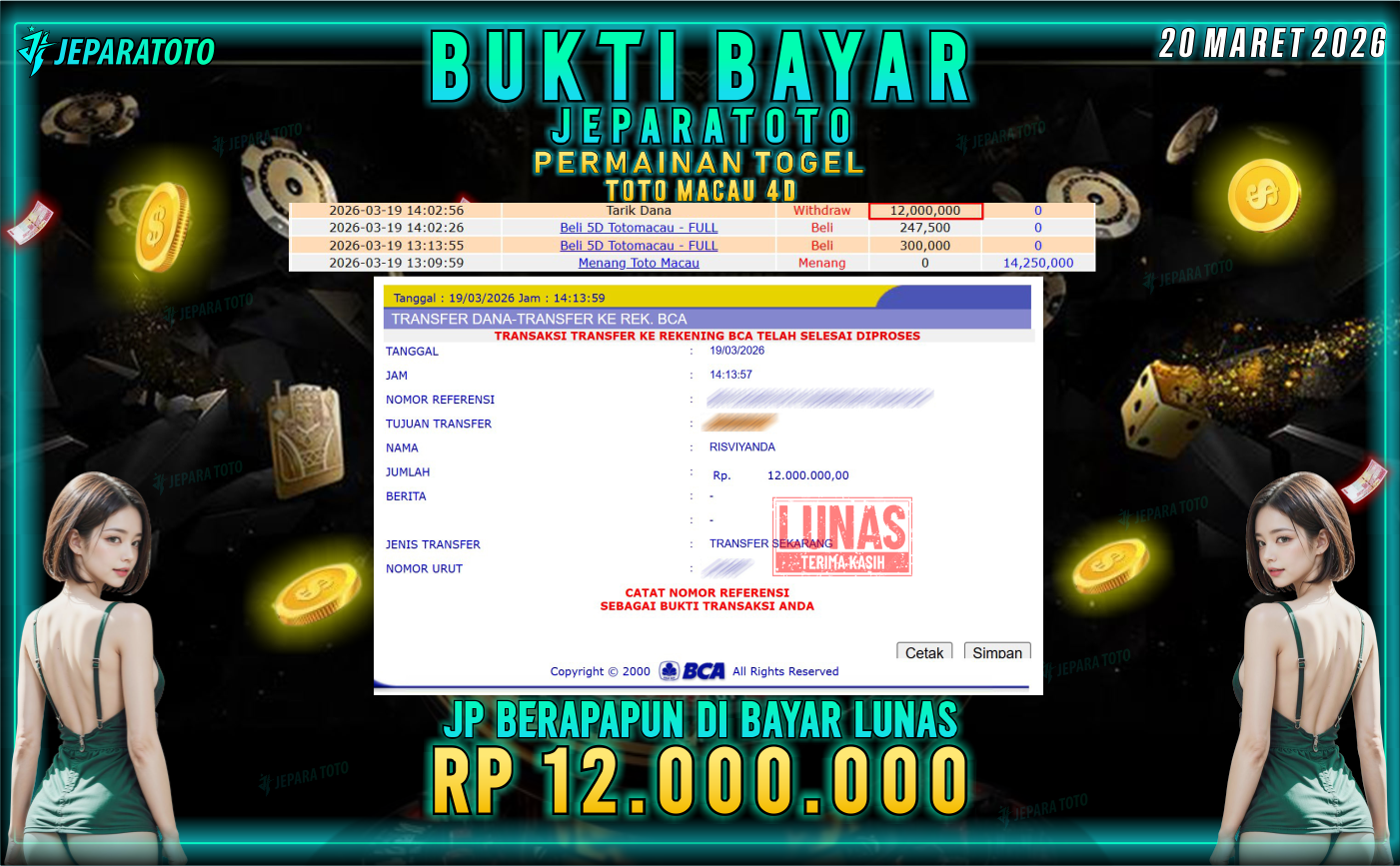 BUKTI KEMENANGAN MEMBER JEPARATOTO I TOTO MACAU 4D