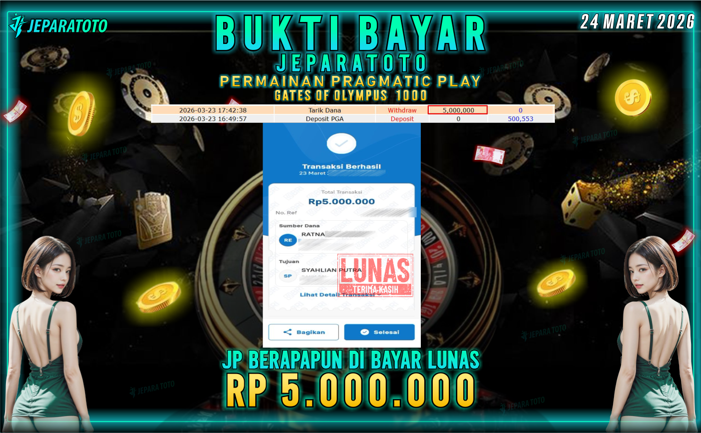 BUKTI KEMENANGAN MEMBER JEPARATOTO I GATES OF OLYMPUS 1000