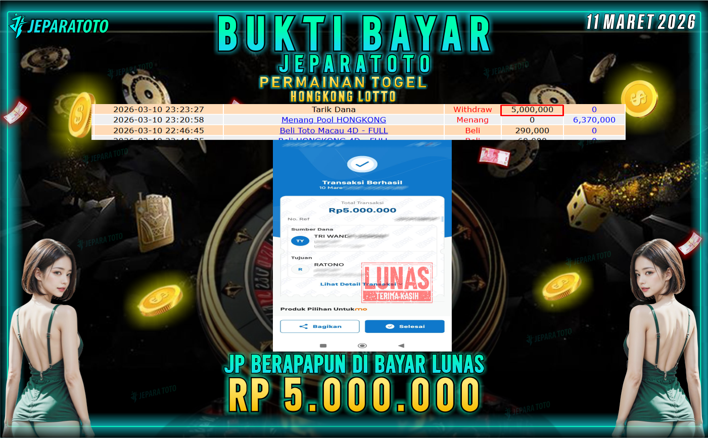 BUKTI KEMENANGAN MEMBER JEPARATOTO I HONGKONG LOTTO