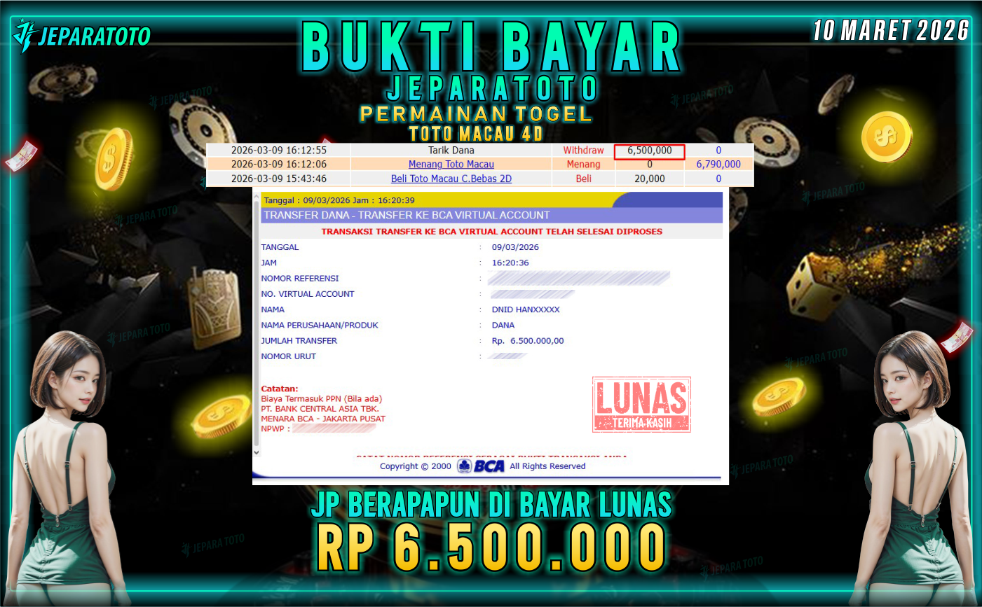 BUKTI KEMENANGAN MEMBER JEPARATOTO I TOGEL TOTO MACAU 4D