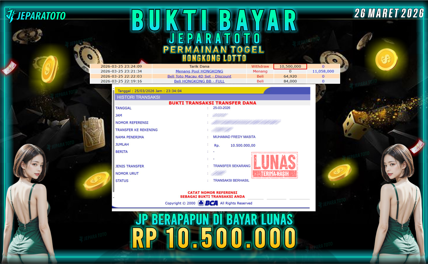 BUKTI KEMENANGAN MEMBER JEPARATOTO I HONGKONG LOTTO