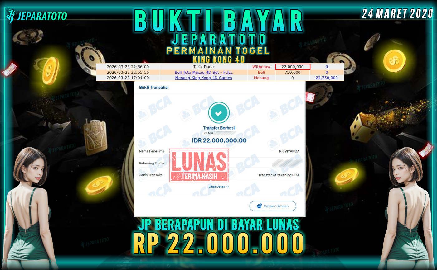 BUKTI KEMENANGAN MEMBER JEPARATOTO I KING KONG 4D