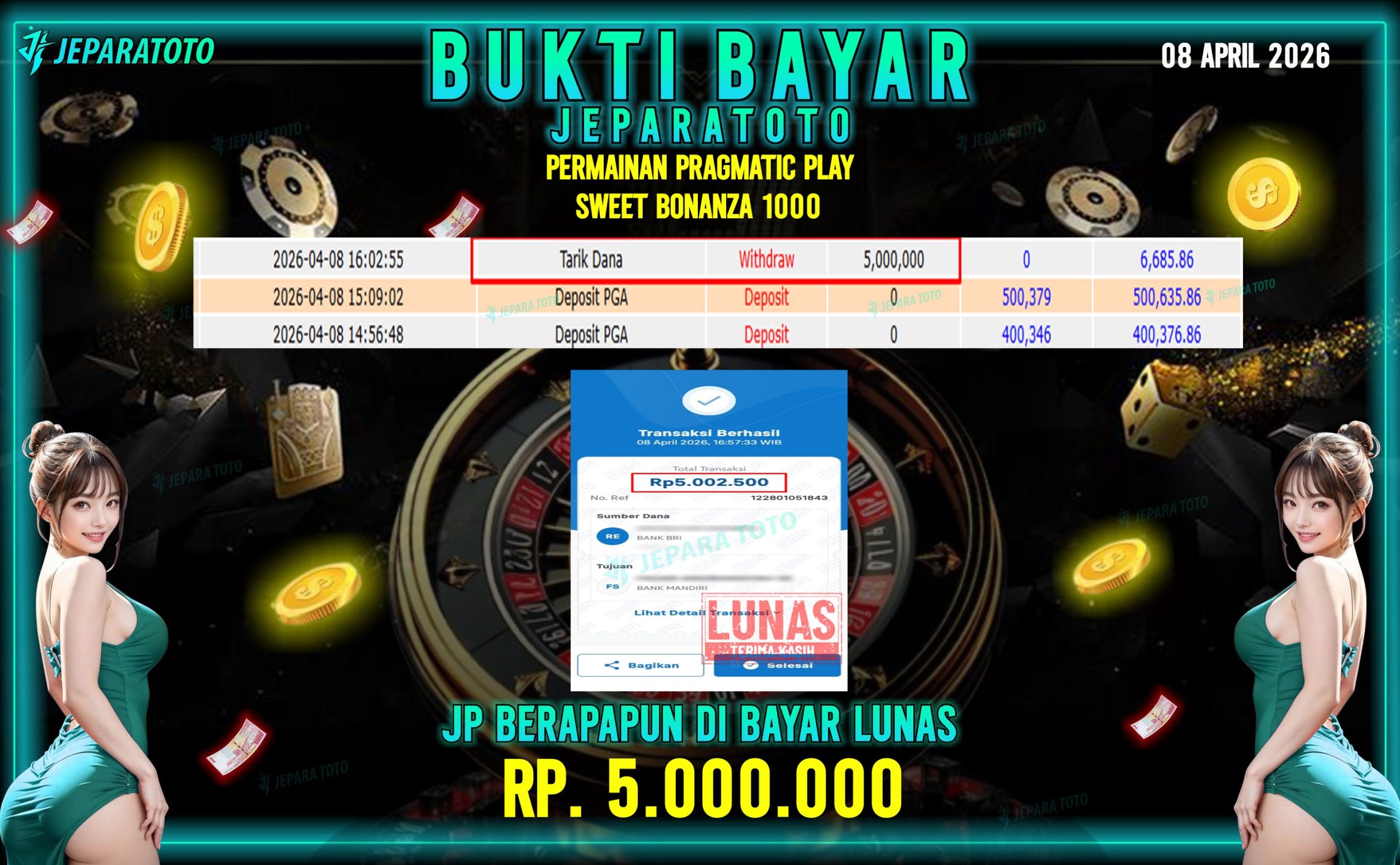 BUKTI KEMENANGAN MEMBER JEPARATOTO I SWEET BONANZA 1000