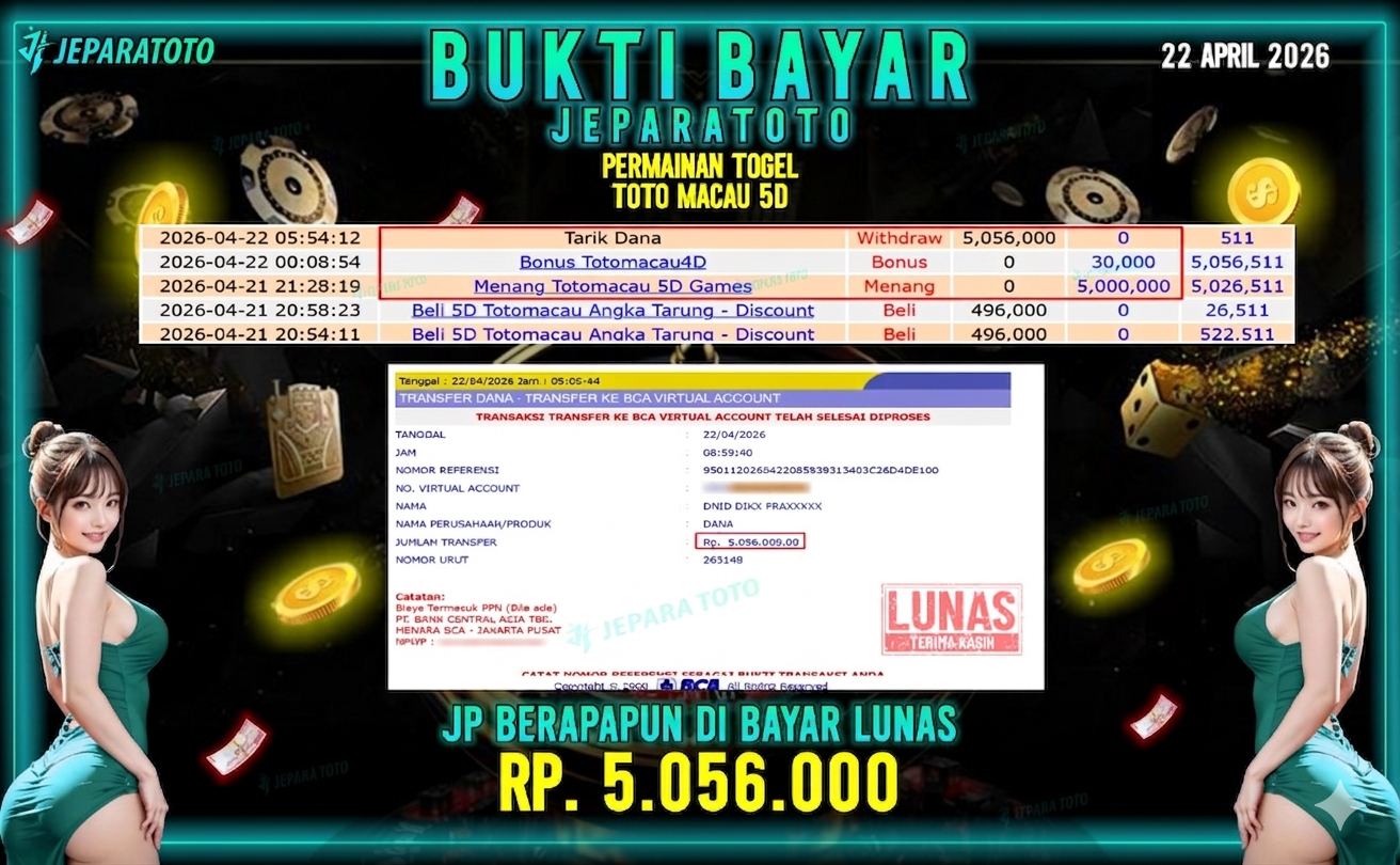 BUKTI KEMENANGAN MEMBER JEPARATOTO I TOTO MACAU 5D