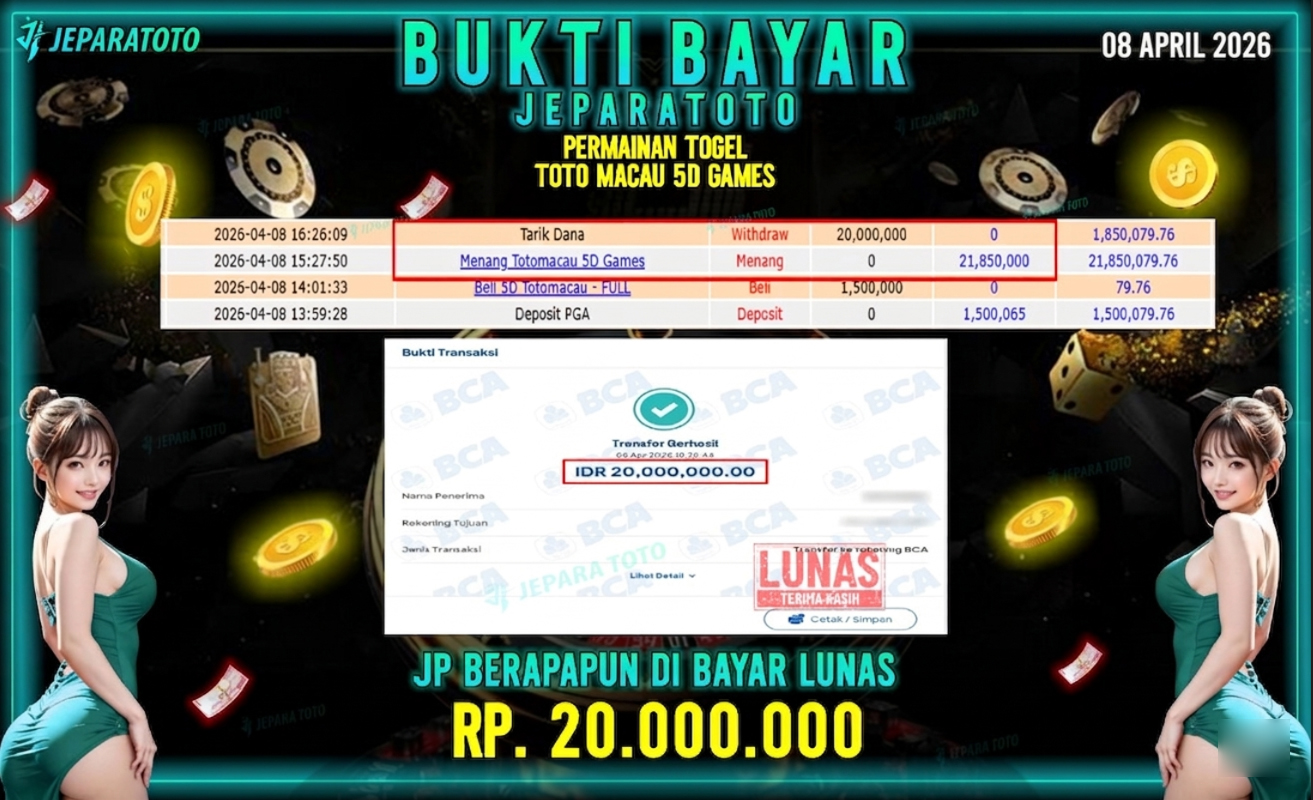 BUKTI KEMENANGAN MEMBER JEPARATOTO I TOTO MACAU 5D