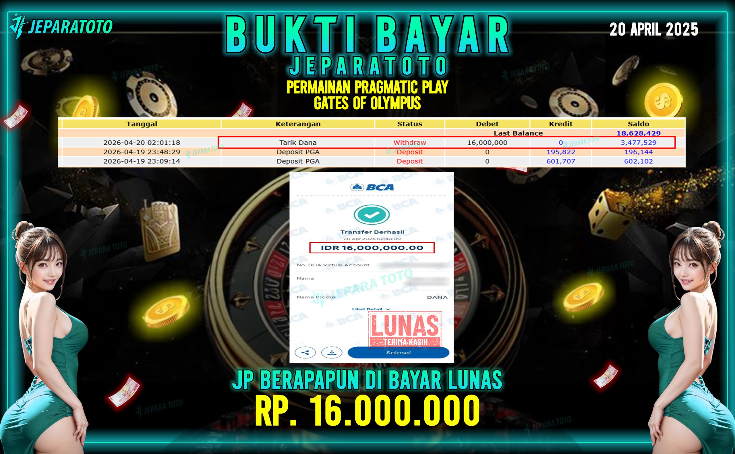 BUKTI KEMENANGAN MEMBER JEPARATOTO I GATES OF OLYMPUS