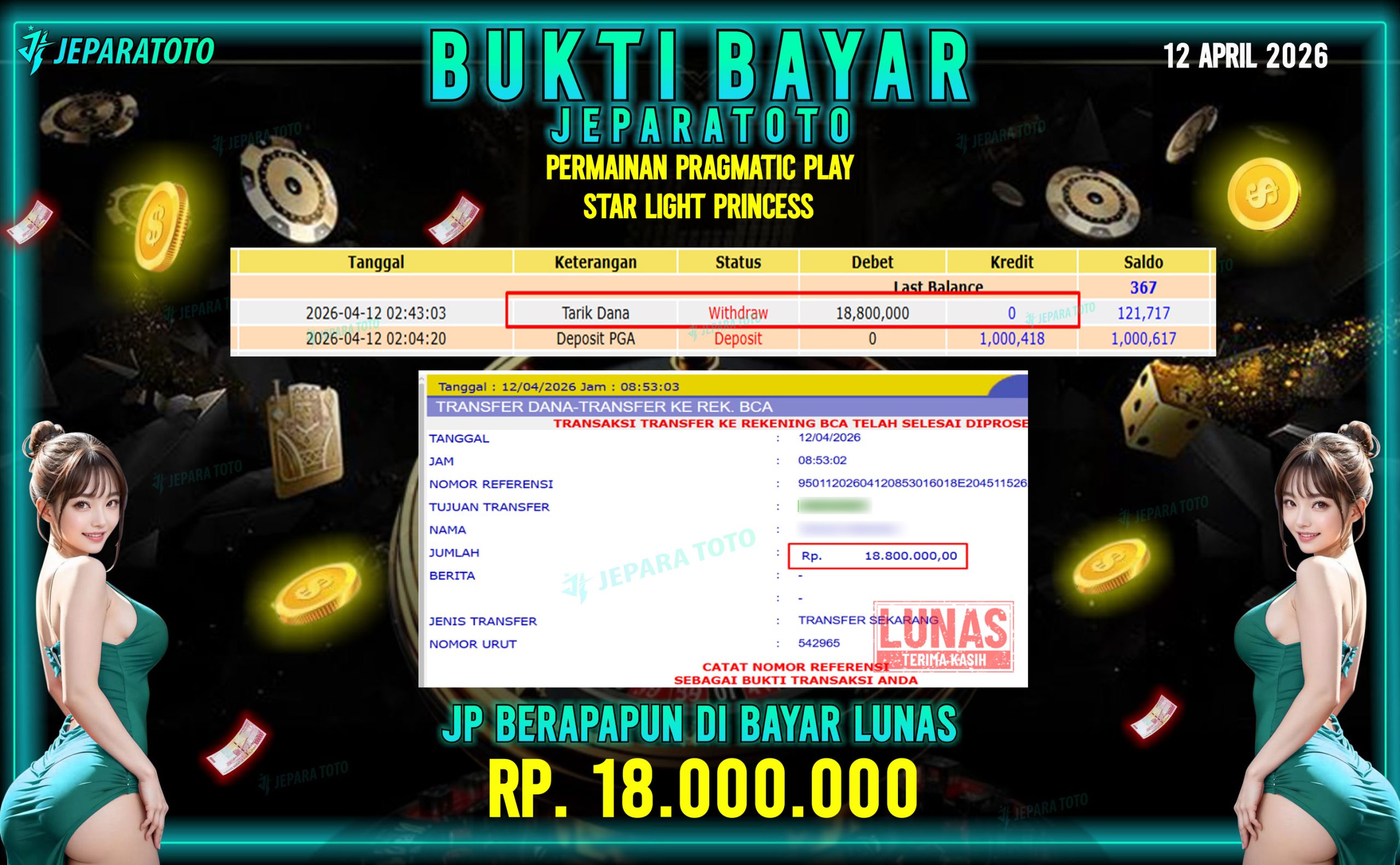 BUKTI KEMENANGAN MEMBER JEPARATOTO I STARLIGHT PRINCESS