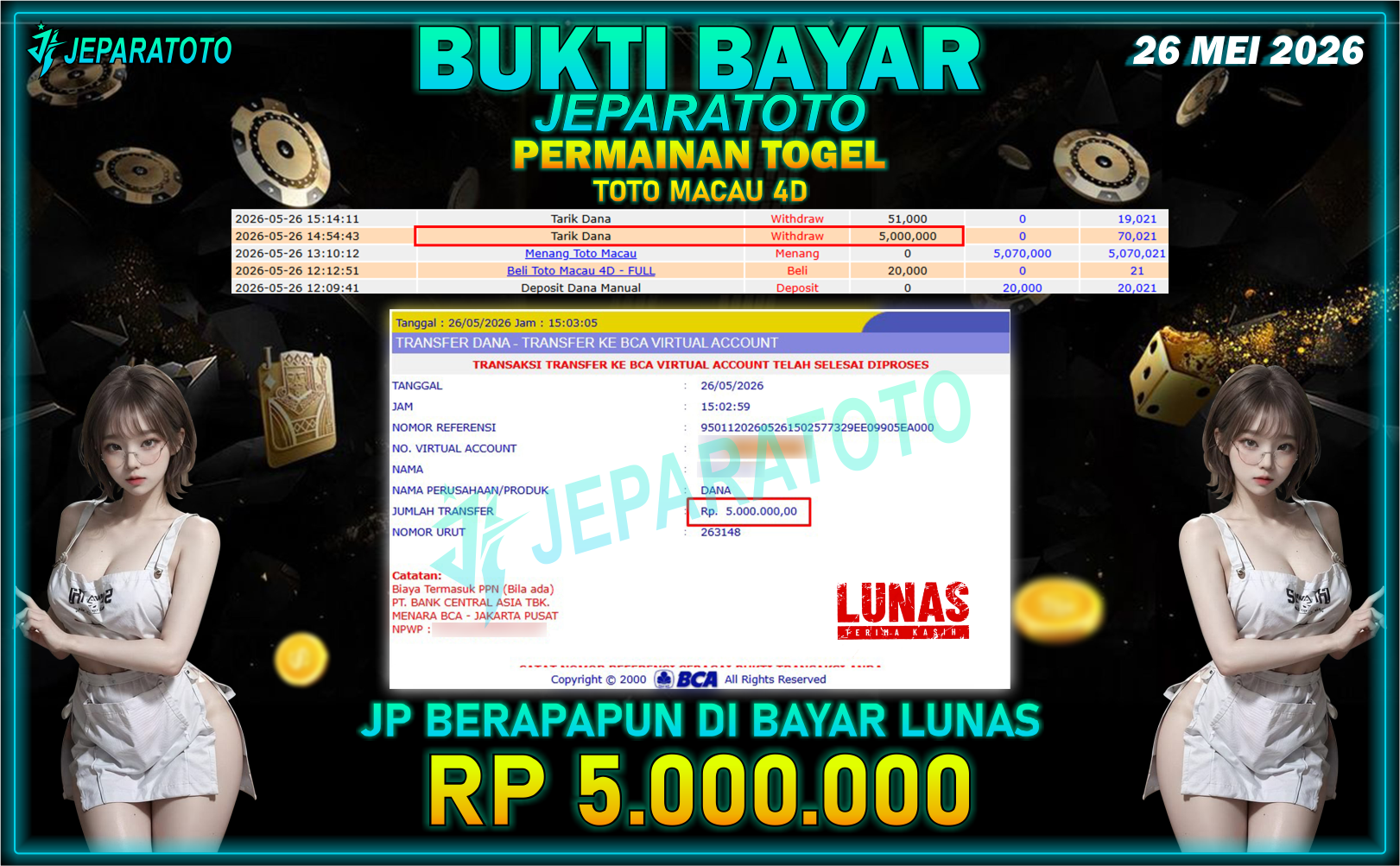 BUKTI KEMENANGAN MEMBER JEPARATOTO I TOTO MACAU 4D