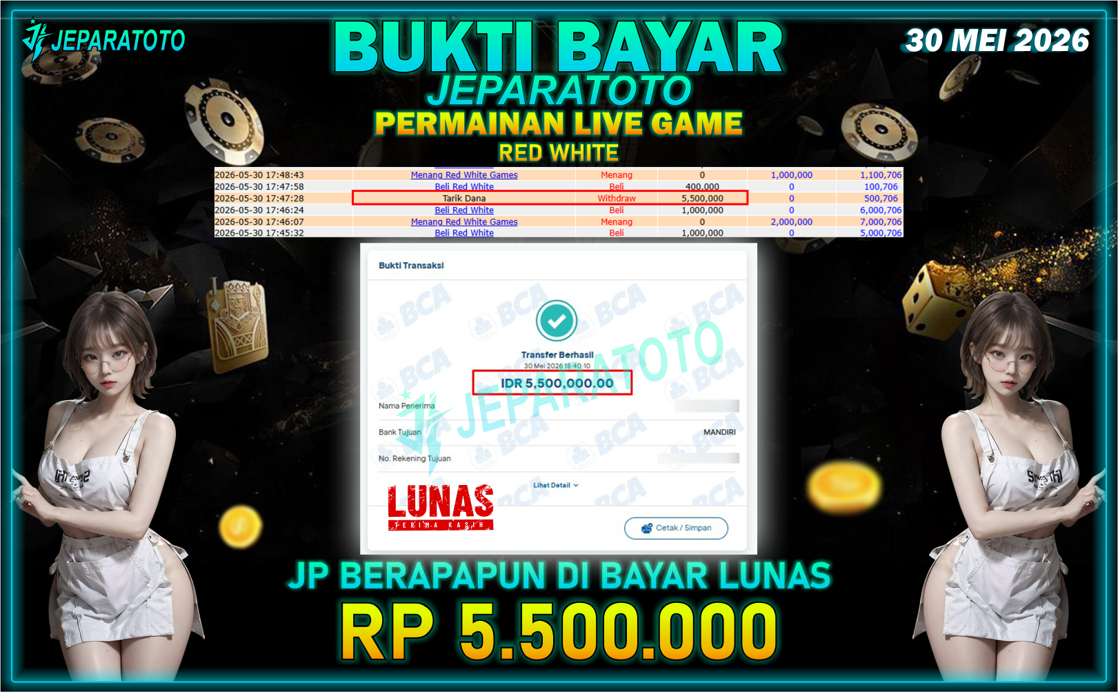 BUKTI KEMENANGAN MEMBER JEPARATOTO I RED WHITE
