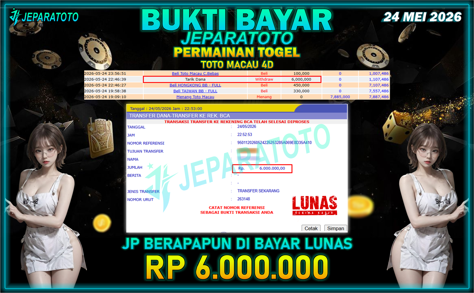 BUKTI KEMENANGAN MEMBER JEPARATOTO I TOTO MACAU 4D
