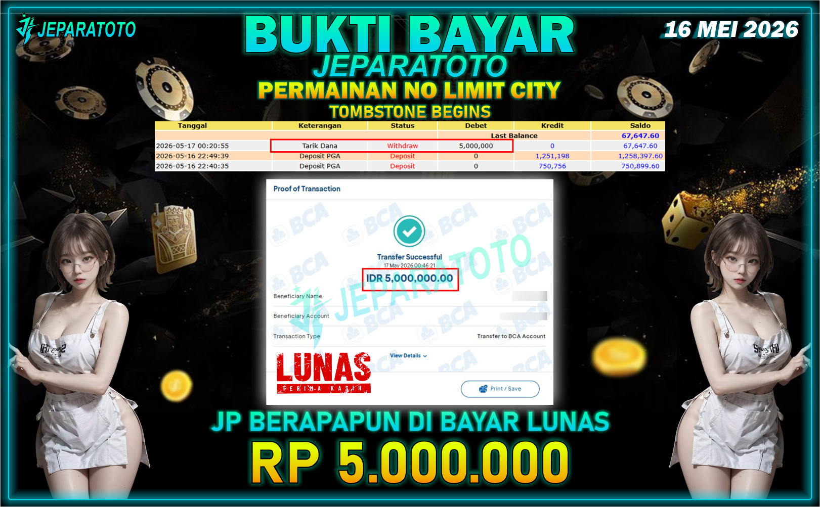 BUKTI KEMENANGAN MEMBER JEPARATOTO I TOMBSTONE BEGINS
