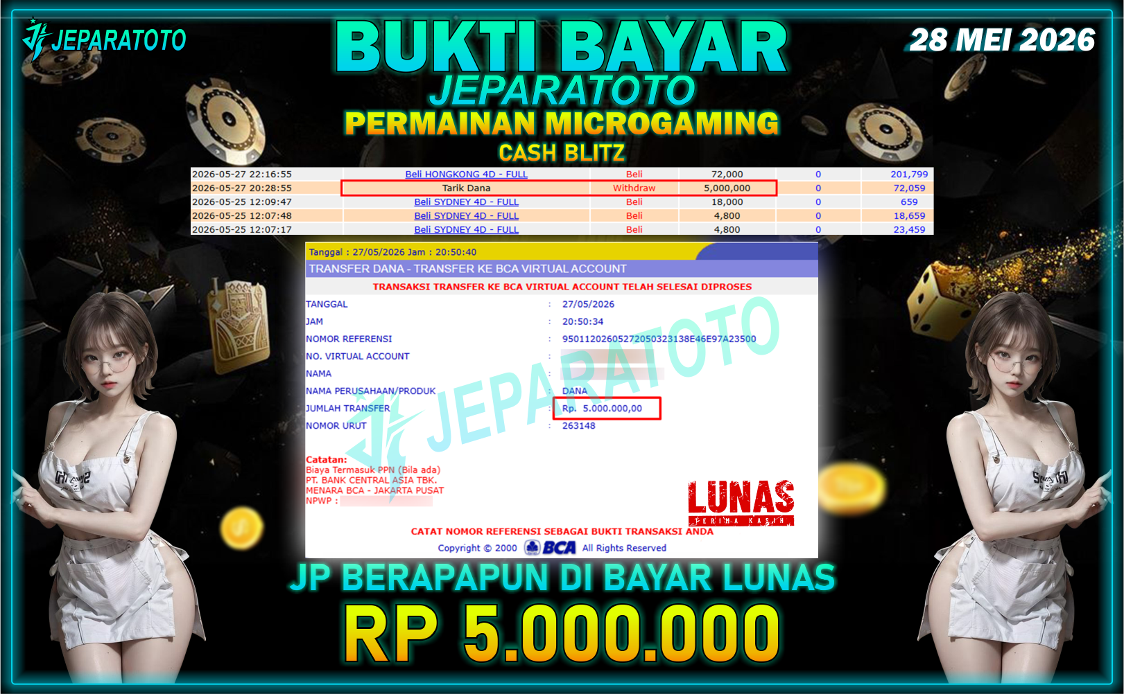 BUKTI KEMENANGAN MEMBER JEPARATOTO I CASH BLITZ