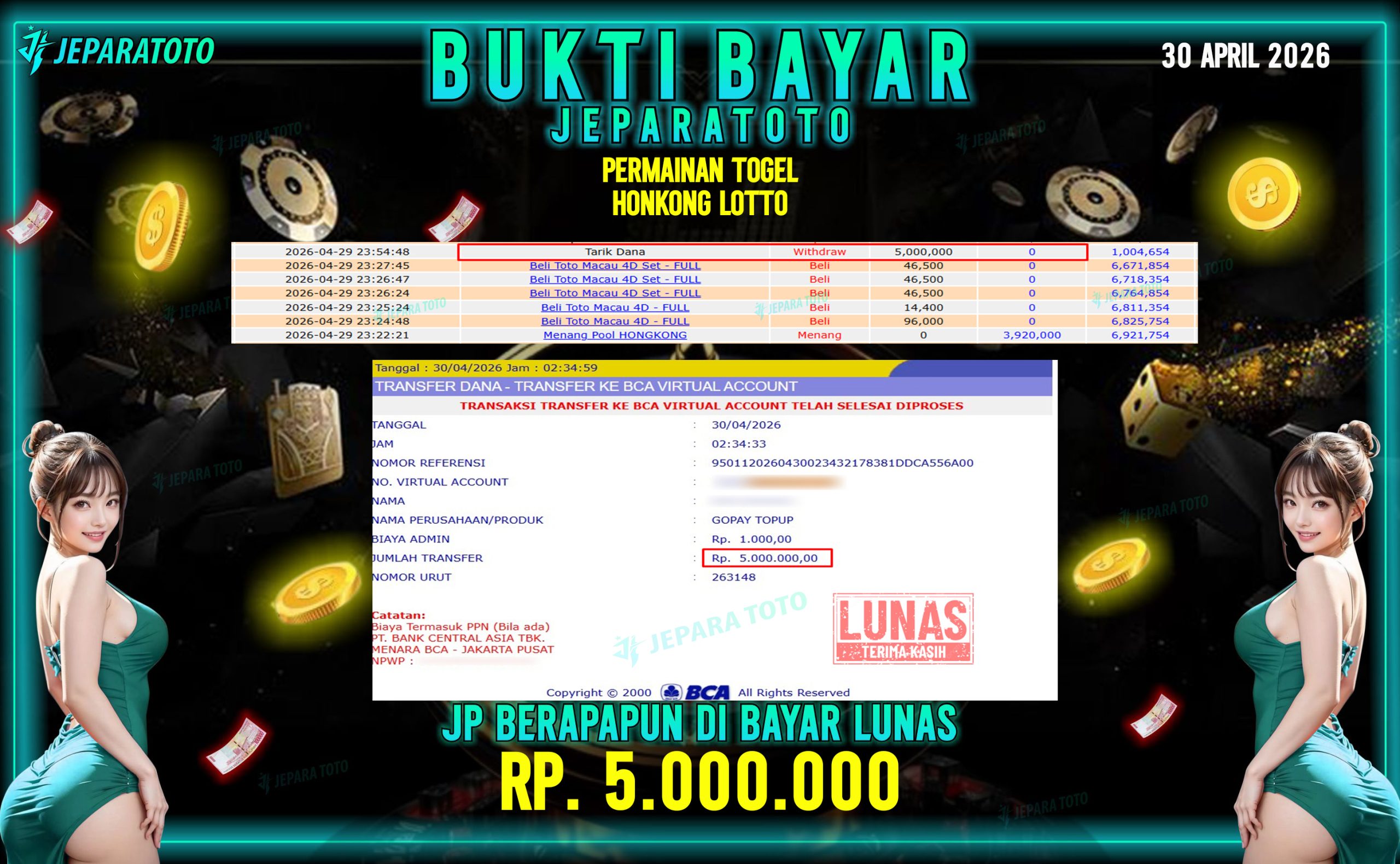 BUKTI KEMENANGAN MEMBER JEPARATOTO I HONGKONG LOTTO