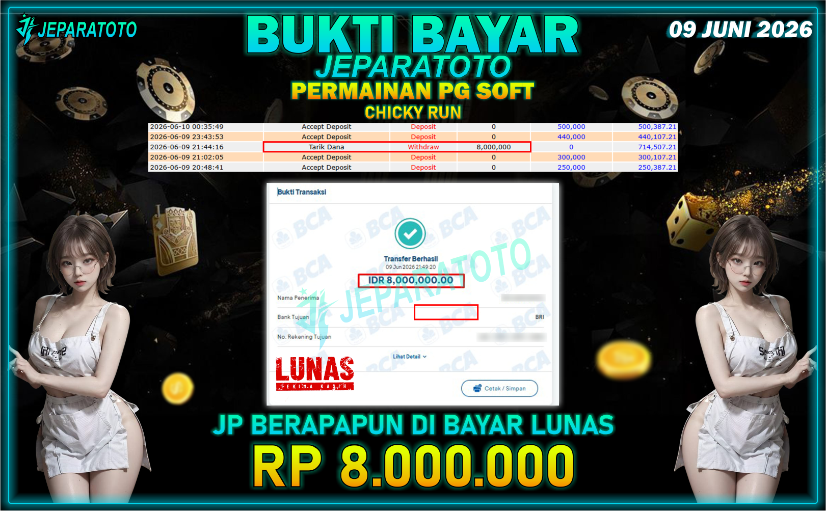 BUKTI KEMENANGAN MEMBER JEPARATOTO I CHICKY RUN