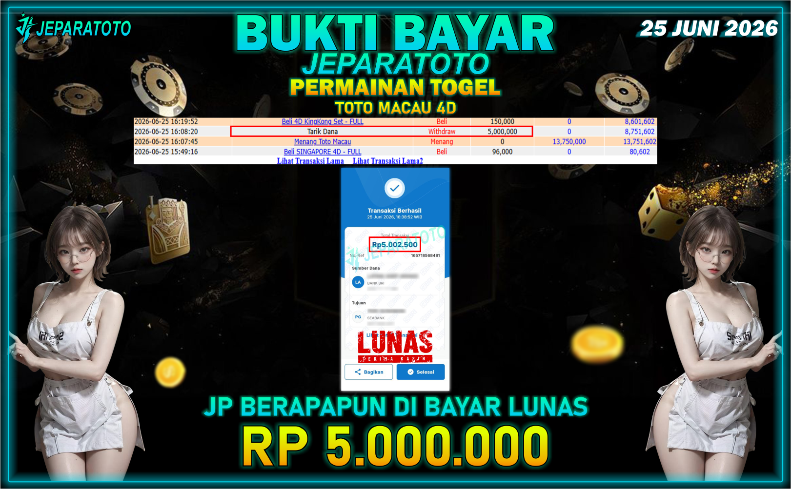 BUKTI KEMENANGAN MEMBER JEPARATOTO I TOTO MACAU 4D