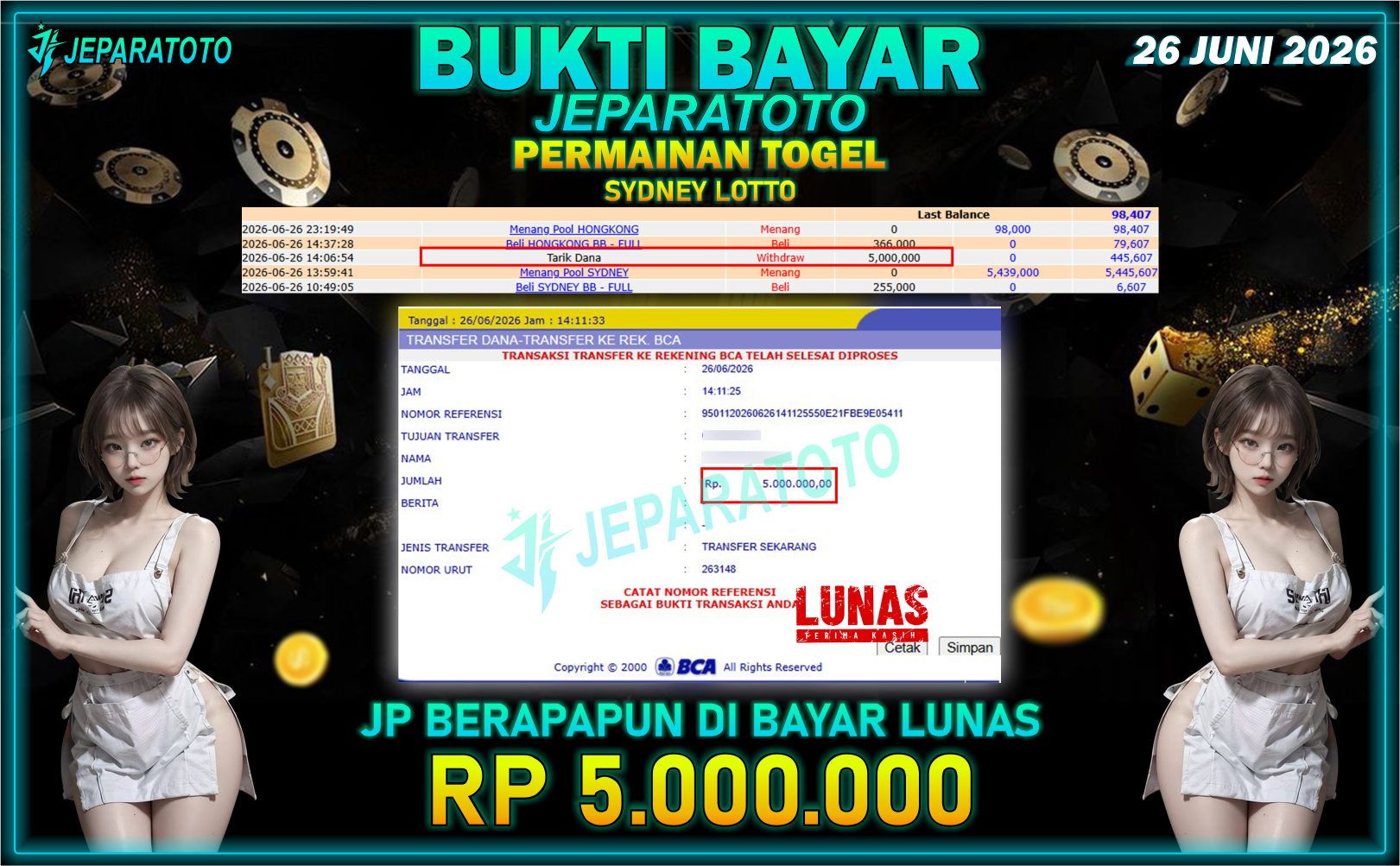 BUKTI KEMENANGAN MEMBER JEPARATOTO I SYDNEY LOTTO