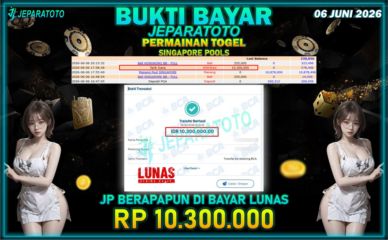 BUKTI KEMENANGAN MEMBER JEPARATOTO I SINGAPORE POOLS