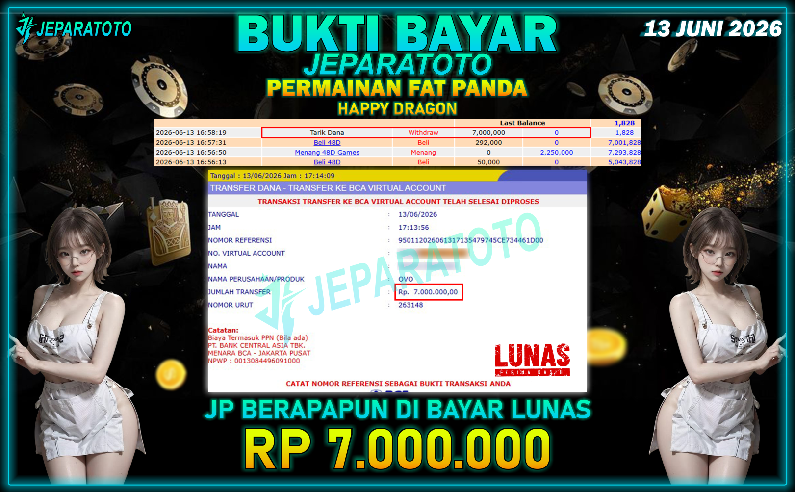 BUKTI KEMENANGAN MEMBER JEPARATOTO I HAPPY DRAGON