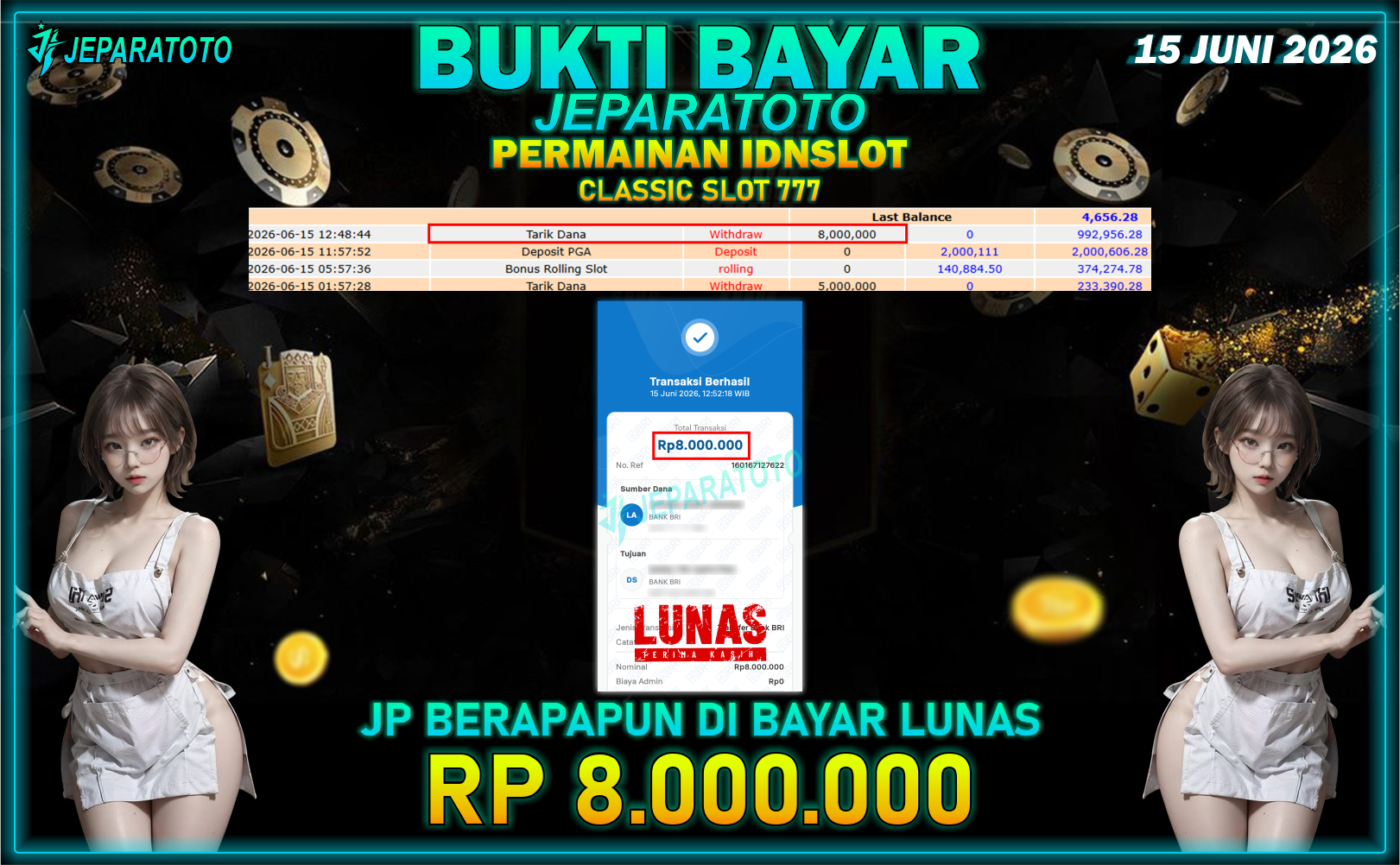 BUKTI KEMENANGAN MEMBER JEPARATOTO I CLASSIC SLOT 777