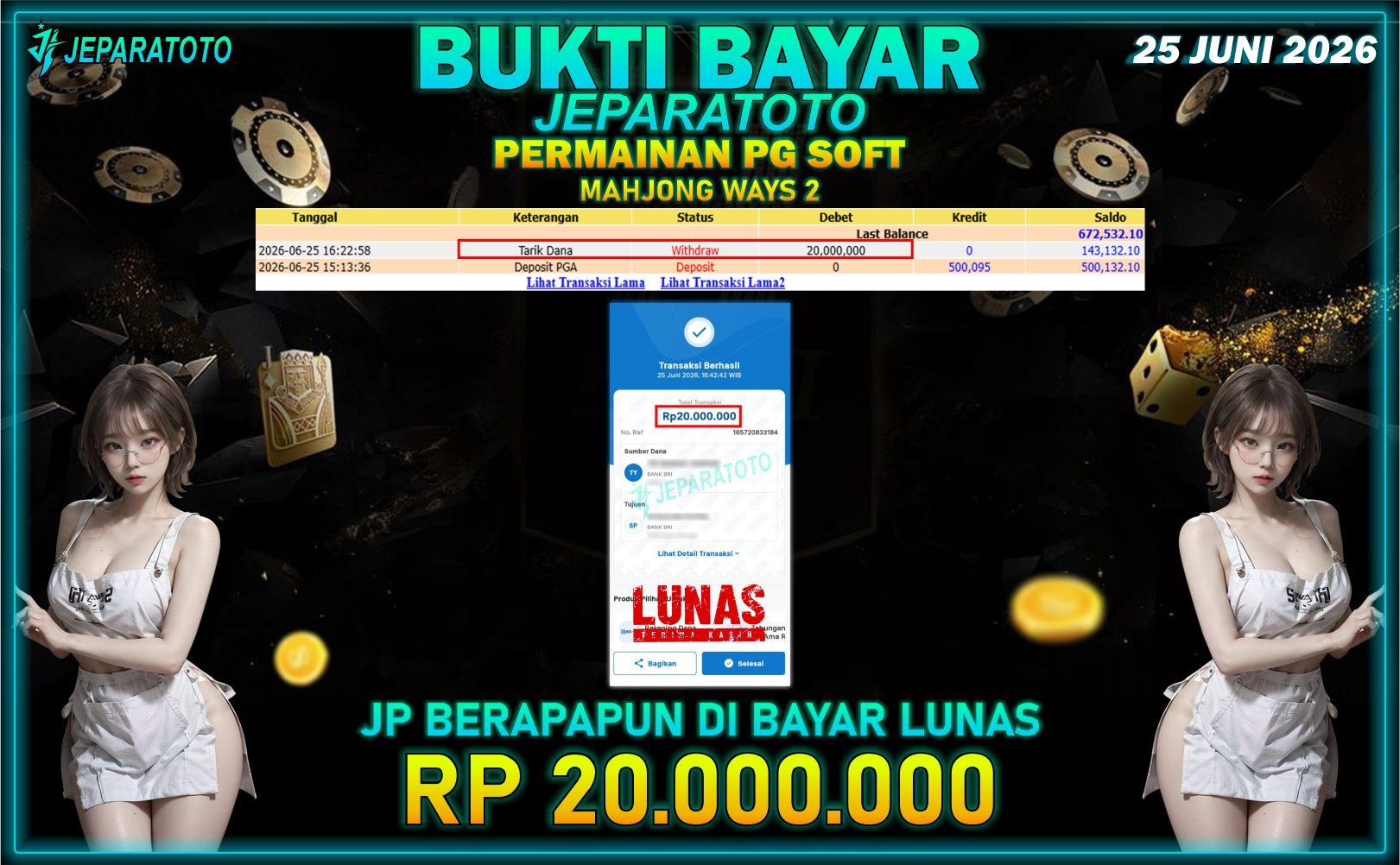 BUKTI KEMENANGAN MEMBER JEPARATOTO I MAHJONG WAYS 2