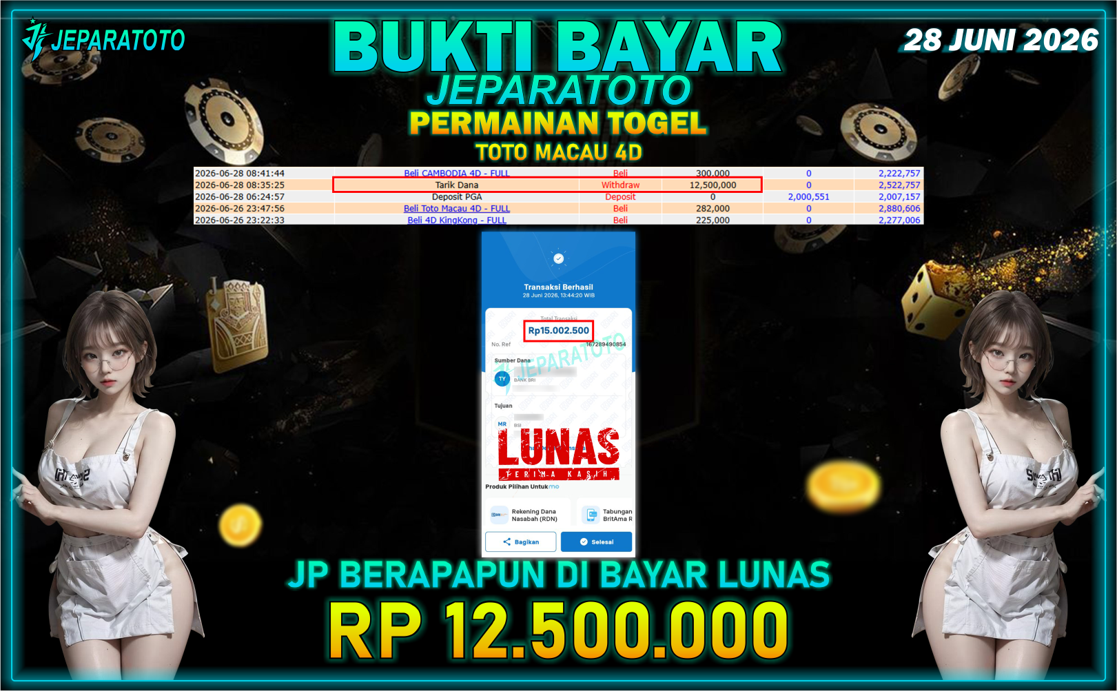 BUKTI KEMENANGAN MEMBER JEPARATOTO I TOTO MACAU 4D