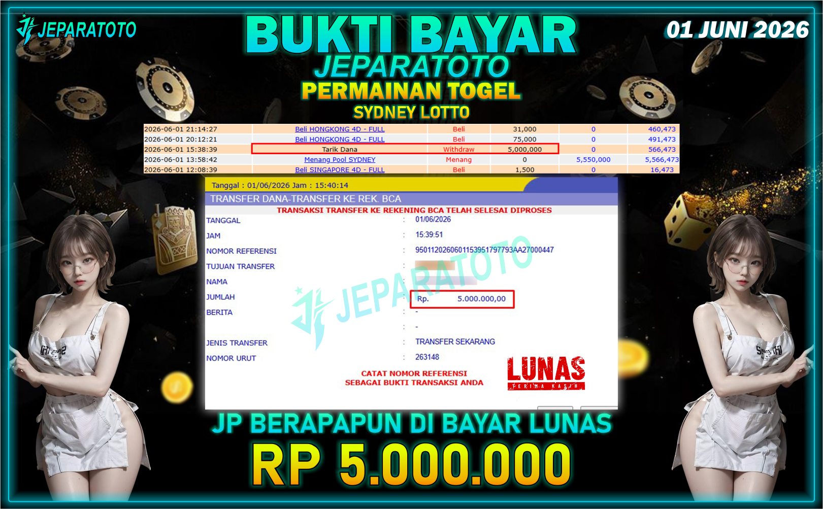 BUKTI KEMENANGAN MEMBER JEPARATOTO I SYDNEY LOTTO