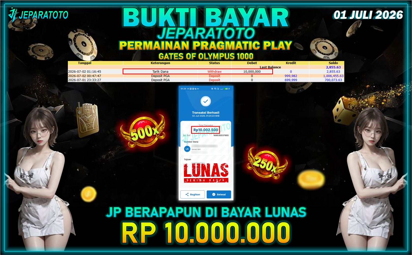 BUKTI KEMENANGAN MEMBER JEPARATOTO I GATES OF OLYMPUS 1000