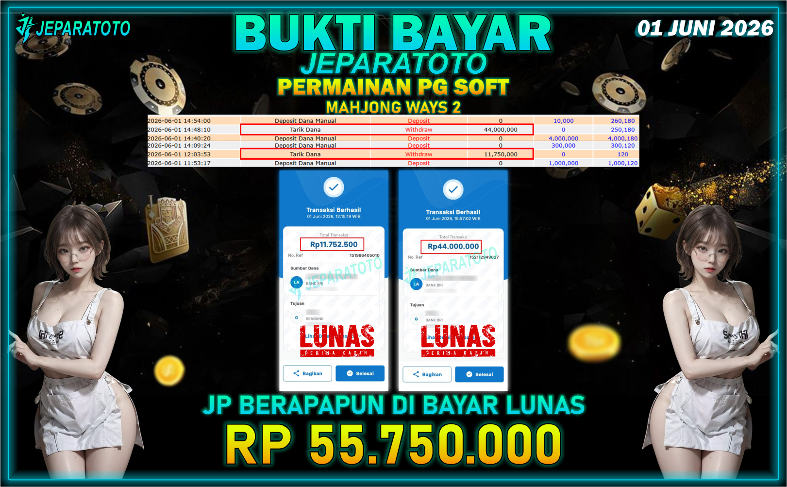 BUKTI KEMENANGAN MEMBER JEPARATOTO I MAHJONG WAYS 2