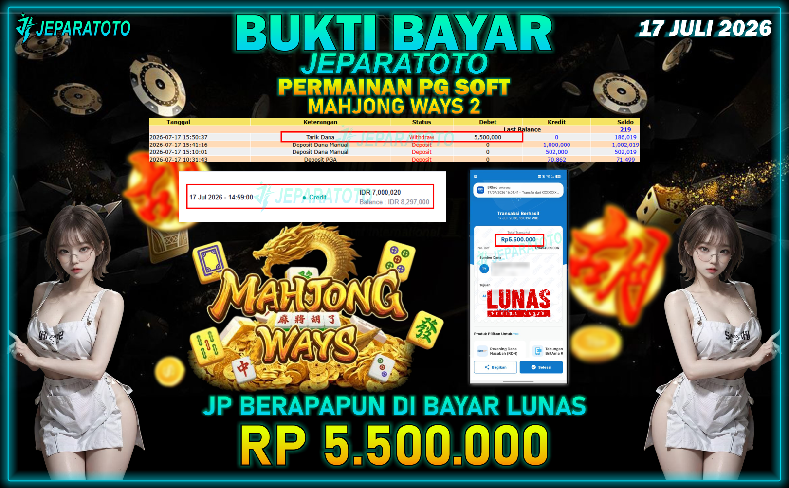 BUKTI KEMENANGAN MEMBER JEPARATOTO I MAHJONG WAYS 2