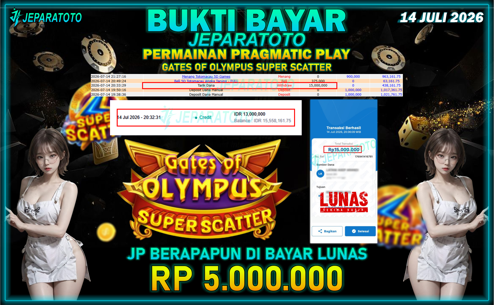 BUKTI KEMENANGAN MEMBER JEPARATOTO I GATES OF OLYMPUS SUPER SCATTER