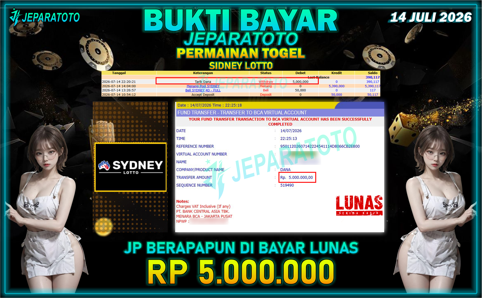 BUKTI KEMENANGAN MEMBER JEPARATOTO I SYDNEY LOTTO