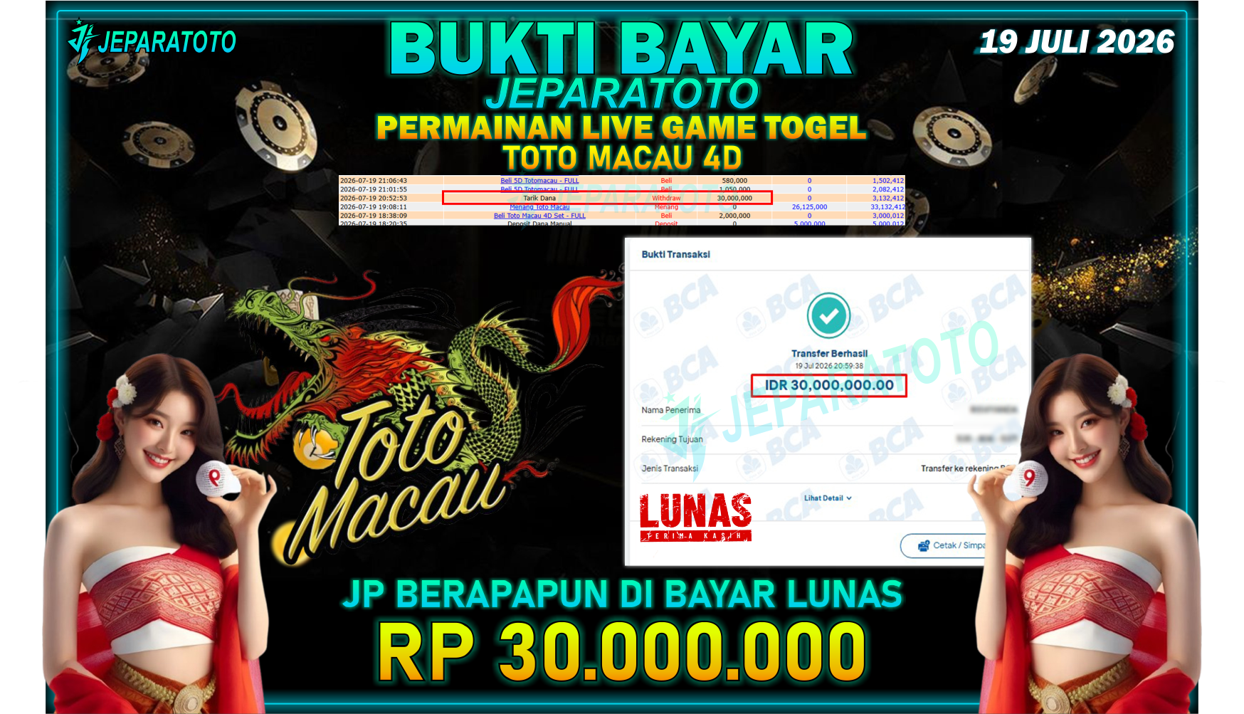BUKTI KEMENANGAN MEMBER JEPARATOTO I TOTO MACAU 4D