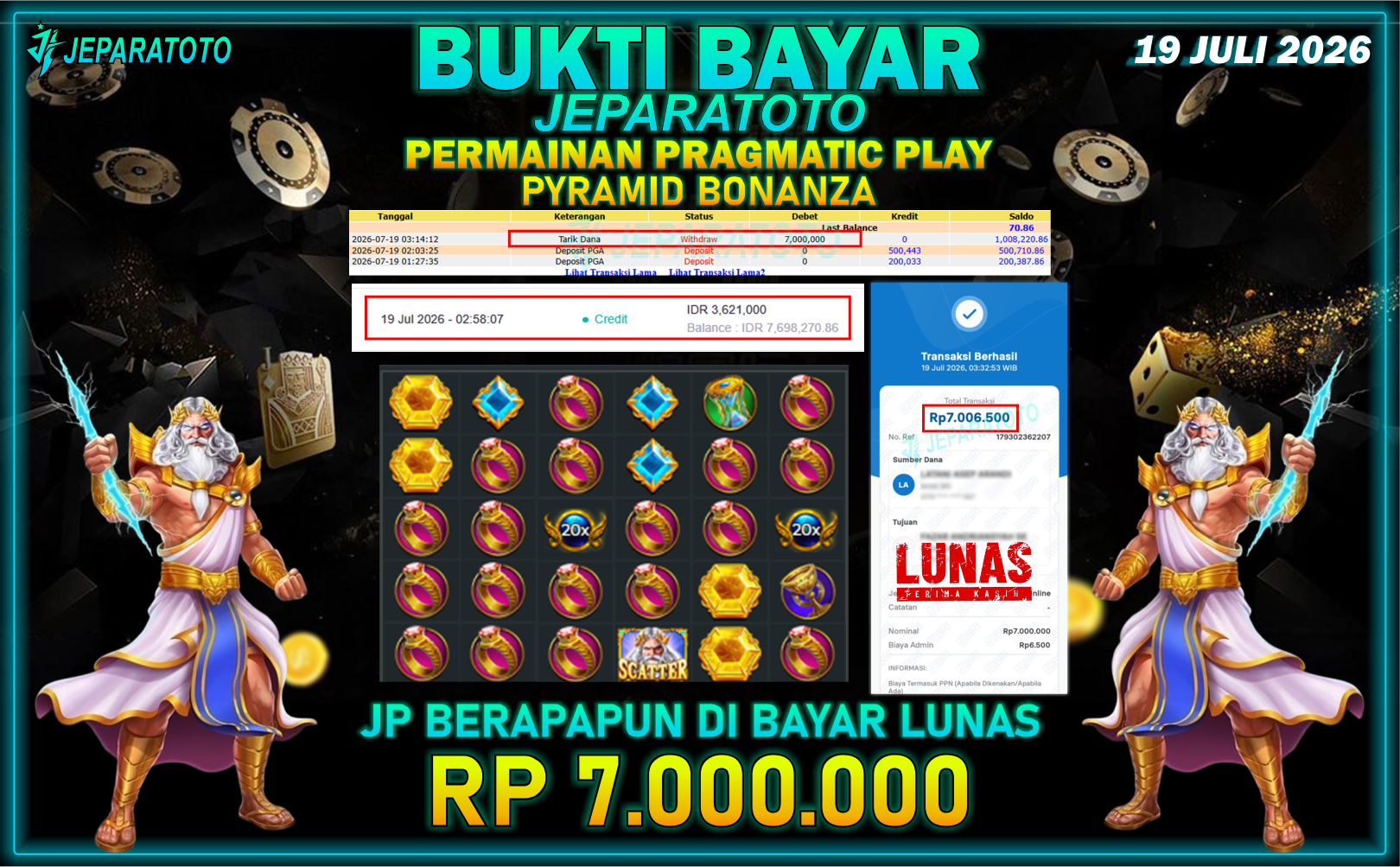BUKTI KEMENANGAN MEMBER JEPARATOTO I GATES OF OLYMPUS 1000