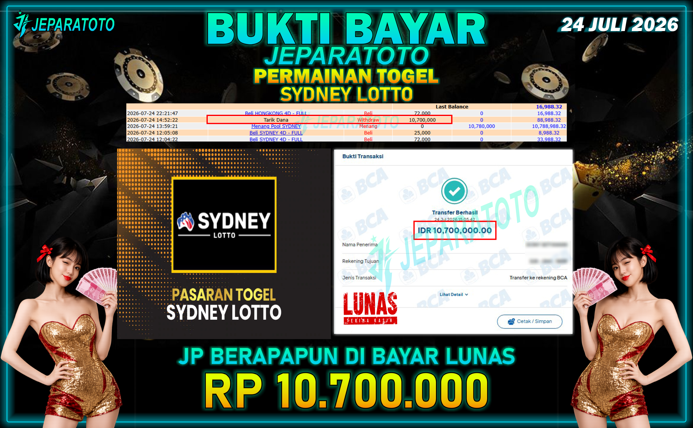 BUKTI KEMENANGAN MEMBER JEPARATOTO I SYDNEY LOTTO