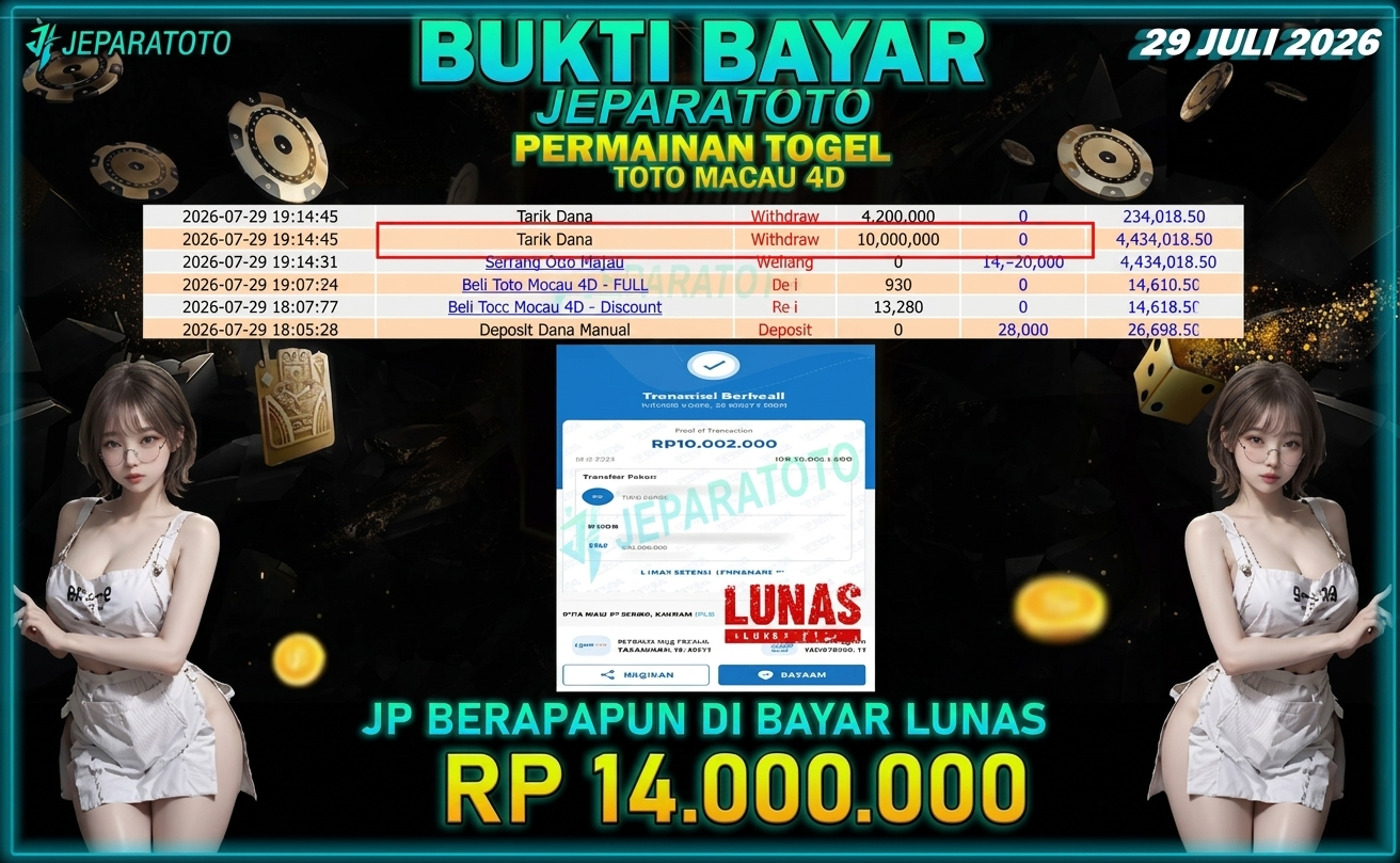 BUKTI KEMENANGAN MEMBER JEPARATOTO I TOTO MACAU 4D