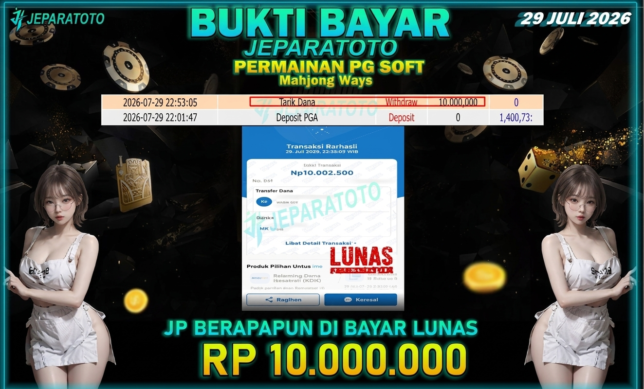 BUKTI KEMENANGAN MEMBER JEPARATOTO I MAHJONG WAYS