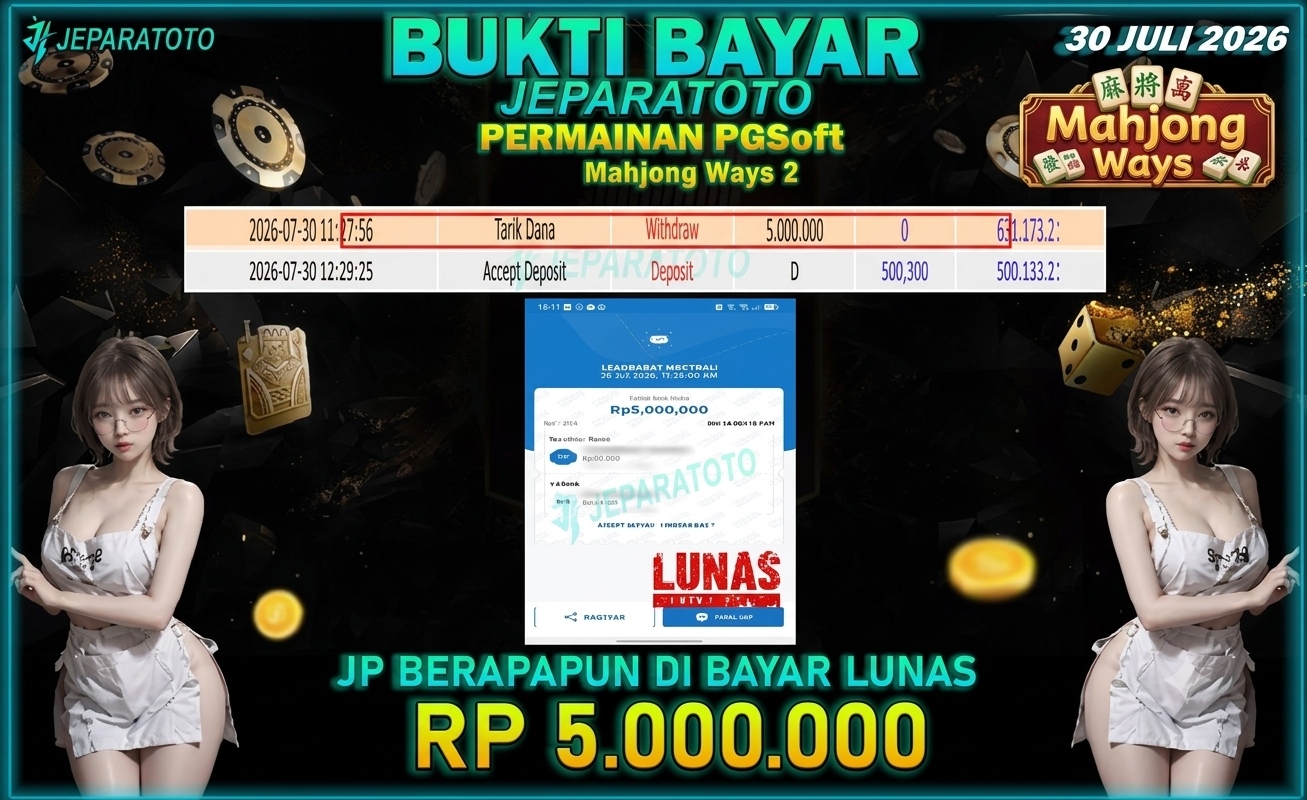 BUKTI KEMENANGAN MEMBER JEPARATOTO I MAHJONG WAYS 2