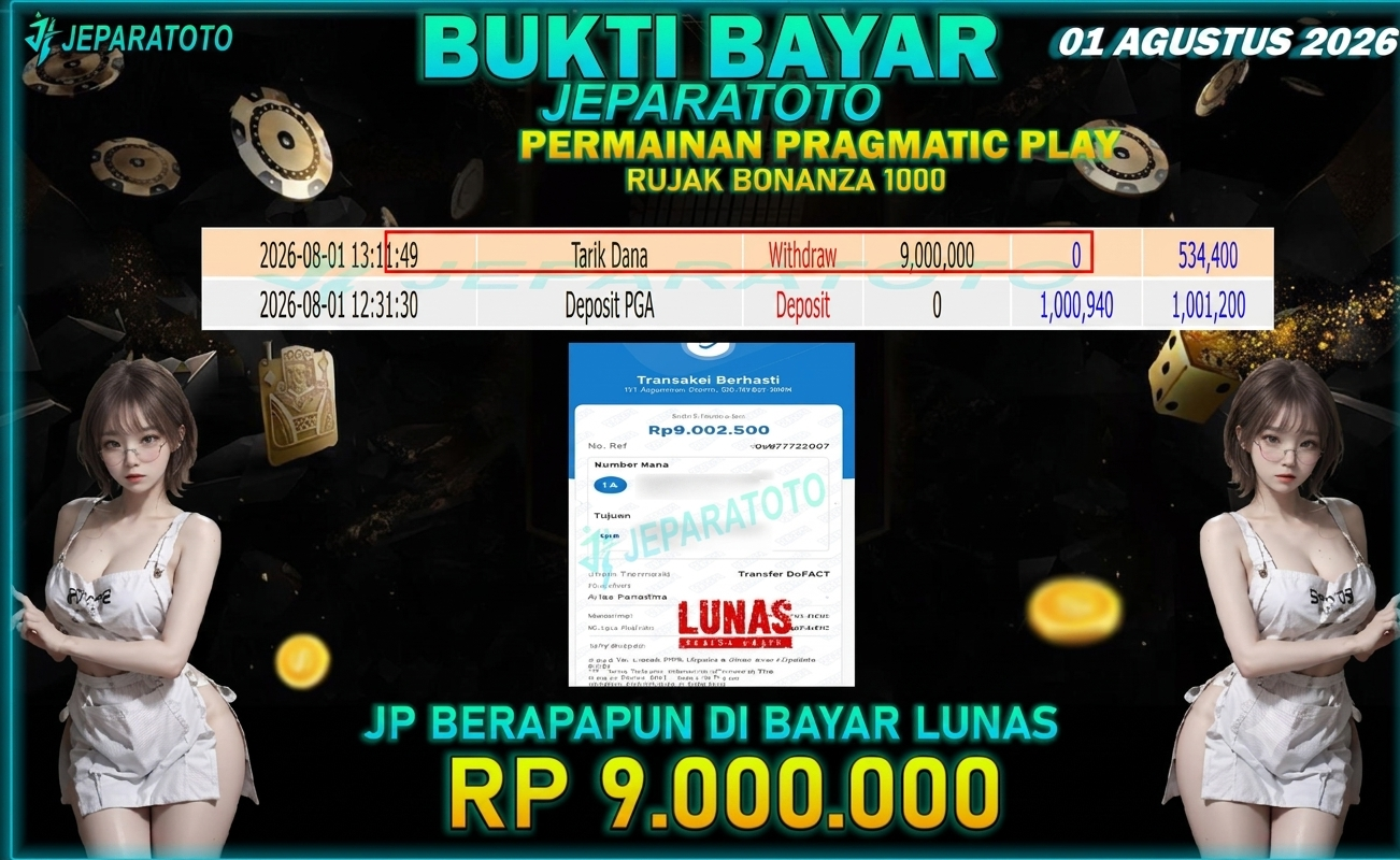 BUKTI KEMENANGAN MEMBER JEPARATOTO I RUJAK BONANZA 1000