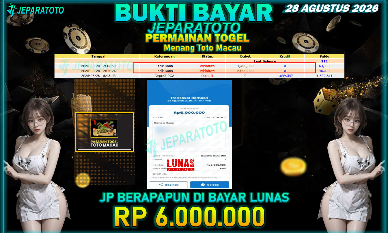 BUKTI KEMENANGAN MEMBER JEPARATOTO I MENANG TOTO MACAU