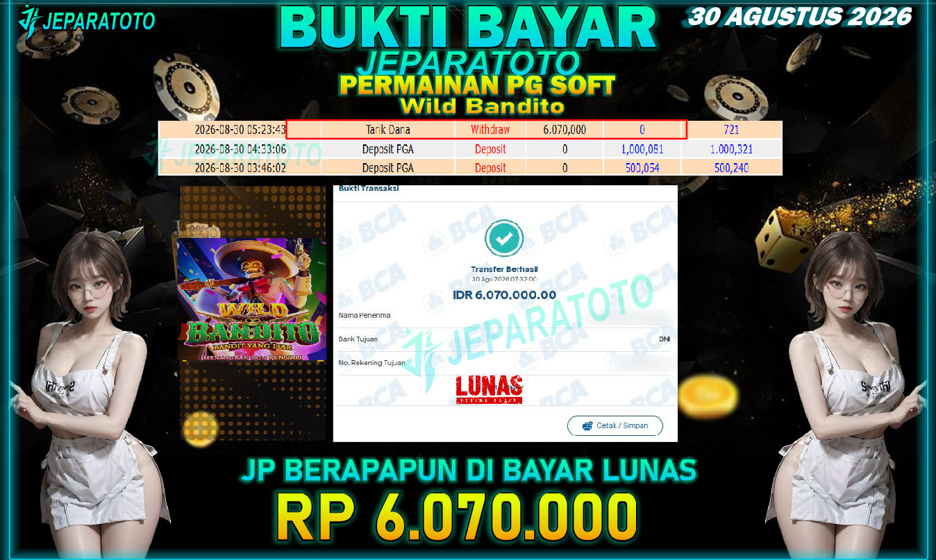 BUKTI KEMENANGAN MEMBER JEPARATOTO I WILD BANDITO
