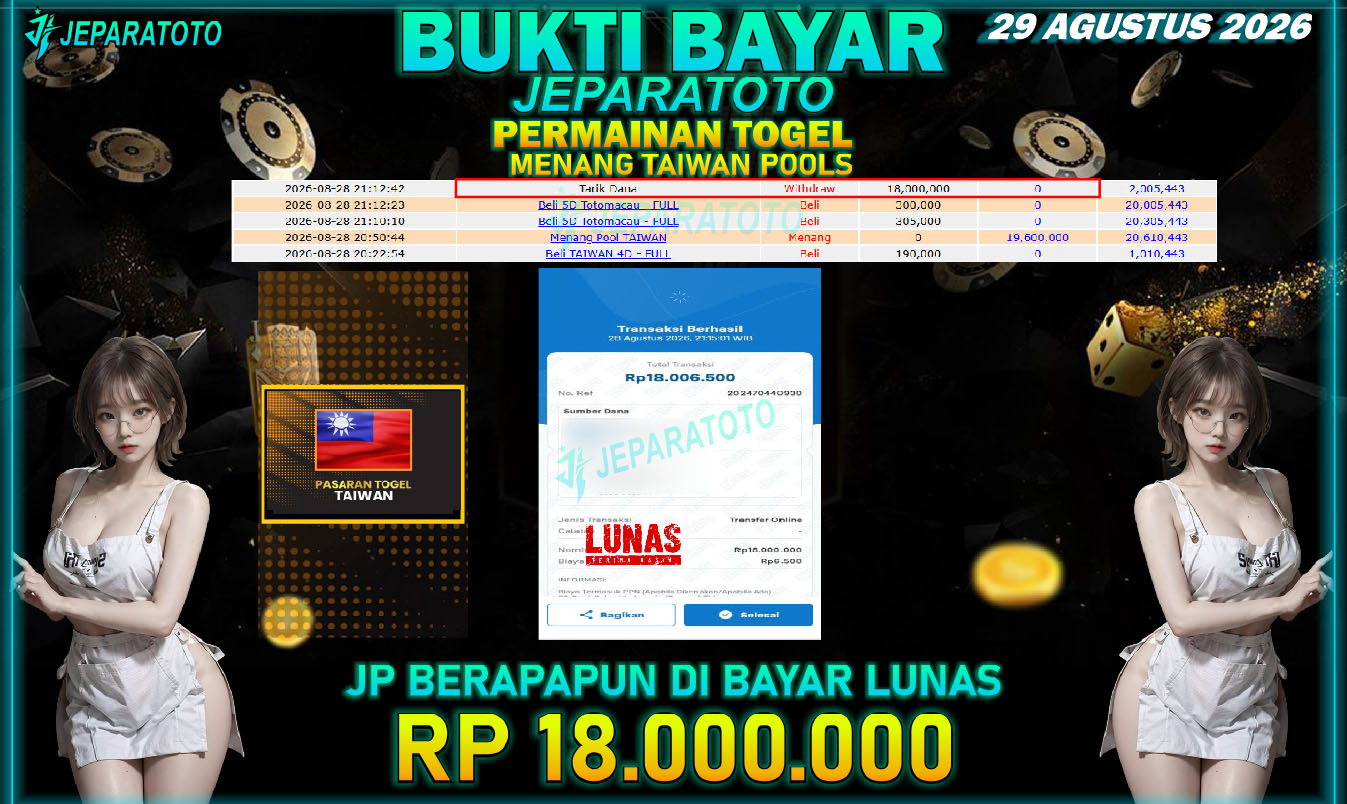 BUKTI KEMENANGAN MEMBER JEPARATOTO I  MENANG TAIWAN POOLS