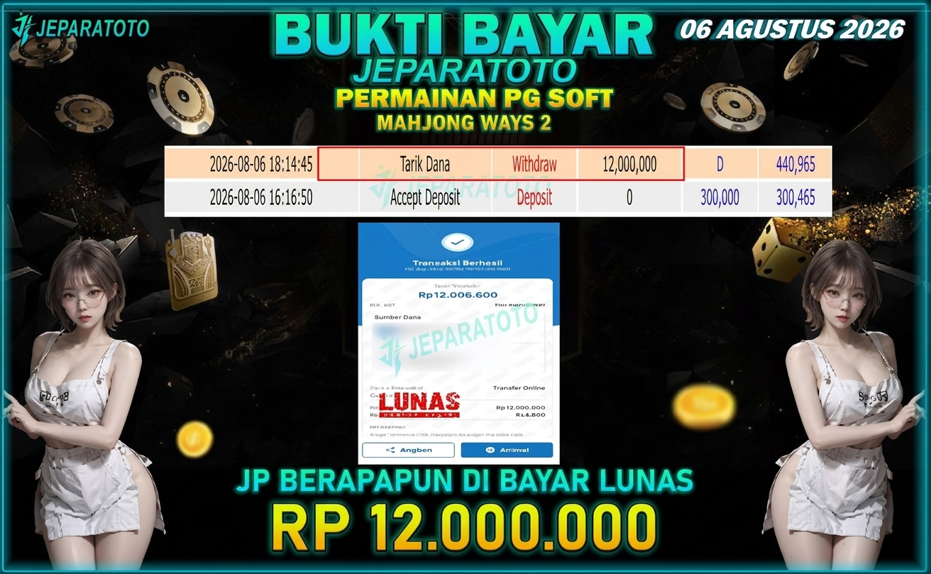 BUKTI KEMENANGAN MEMBER JEPARATOTO I MAHJONG WAYS 2