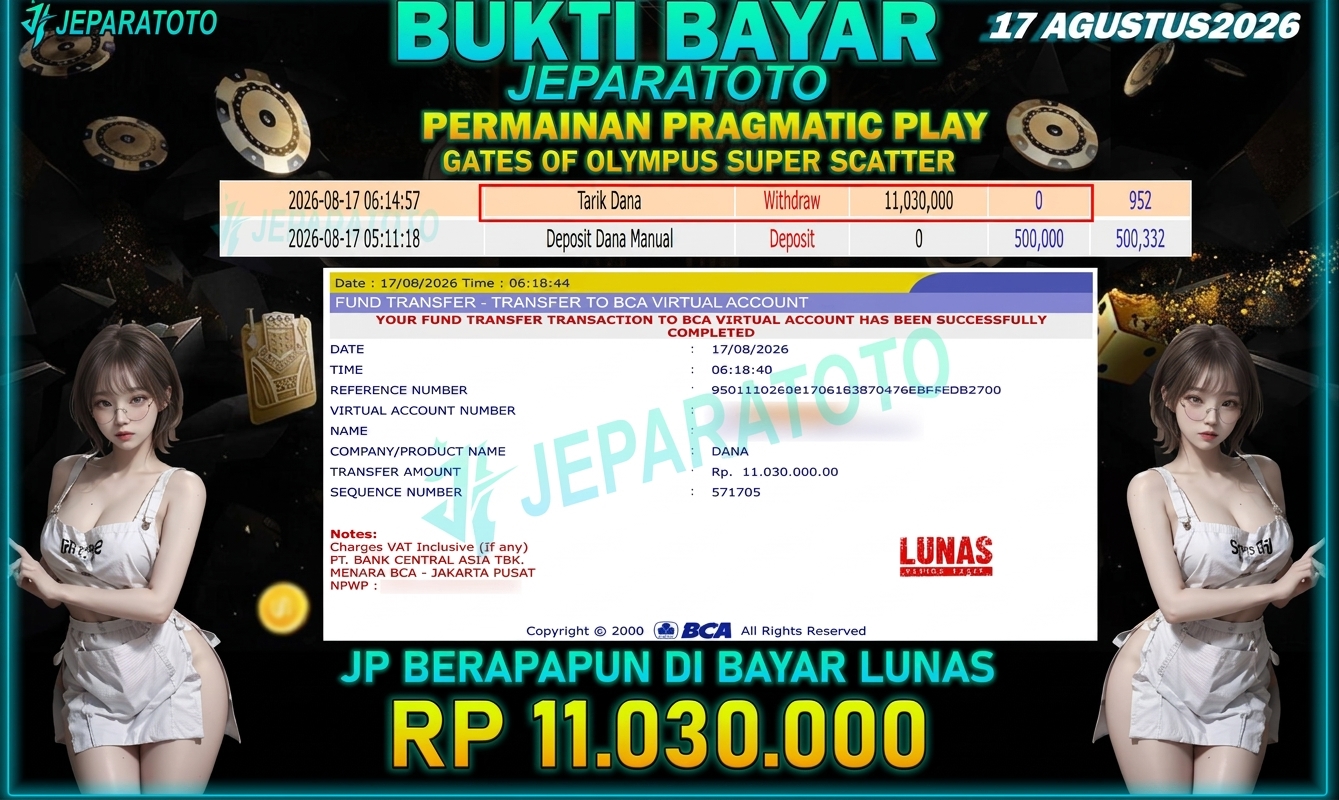 BUKTI KEMENANGAN MEMBER JEPARATOTO I GATES OF OLYMPUS SCATTER