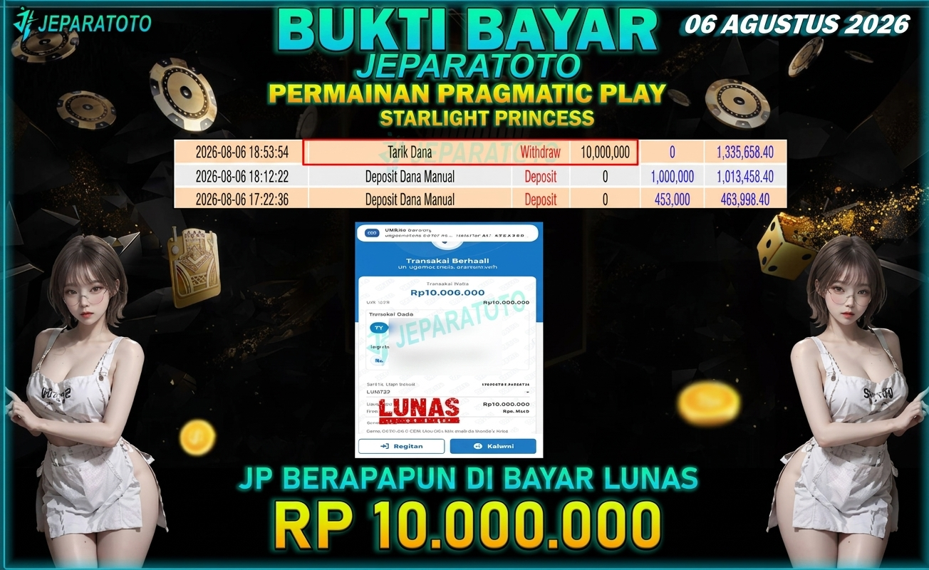 BUKTI KEMENANGAN MEMBER JEPARATOTO I STARLIGHT PRINCESS