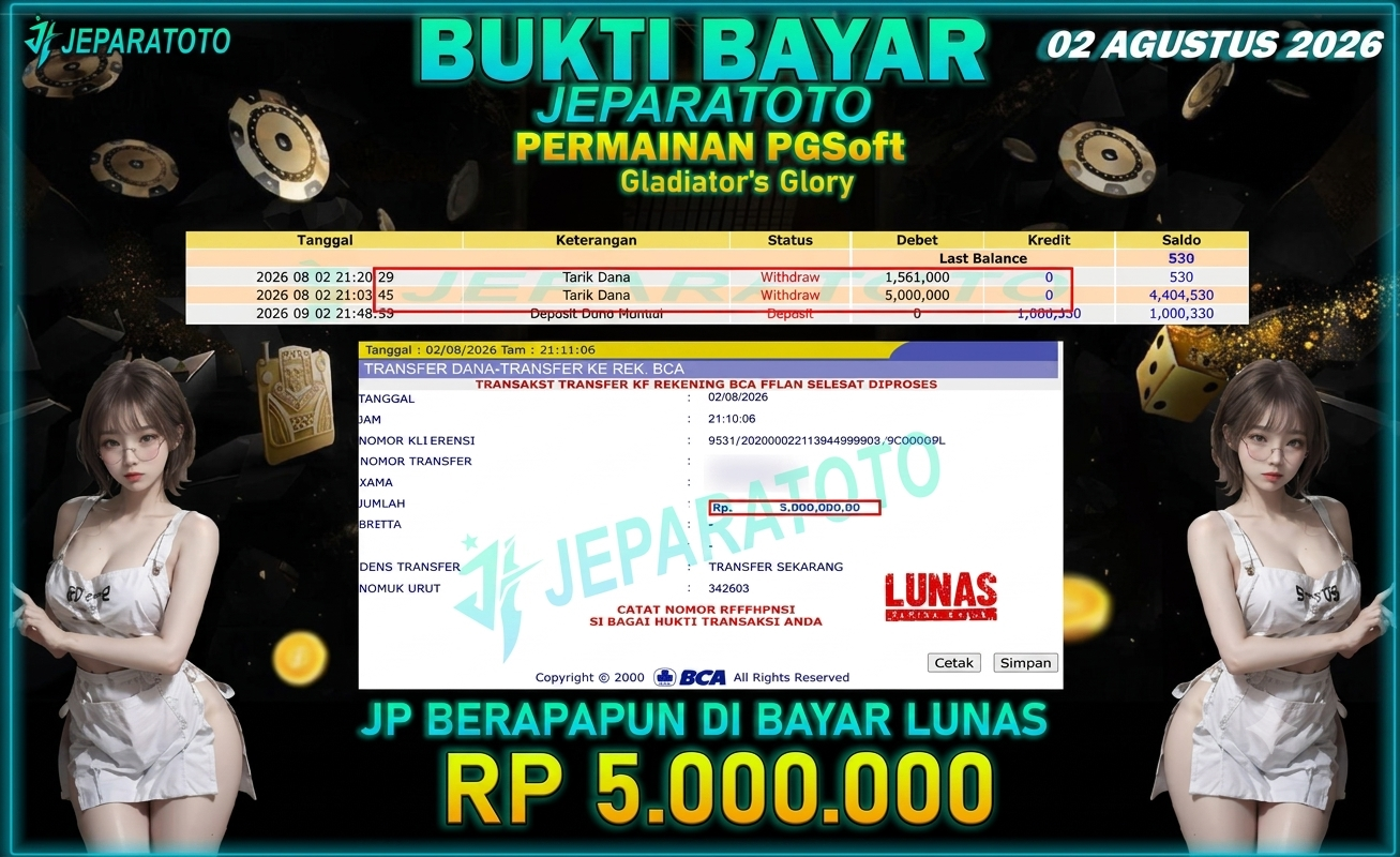 BUKTI KEMENANGAN MEMBER JEPARATOTO I GLADIATOR S GLORY