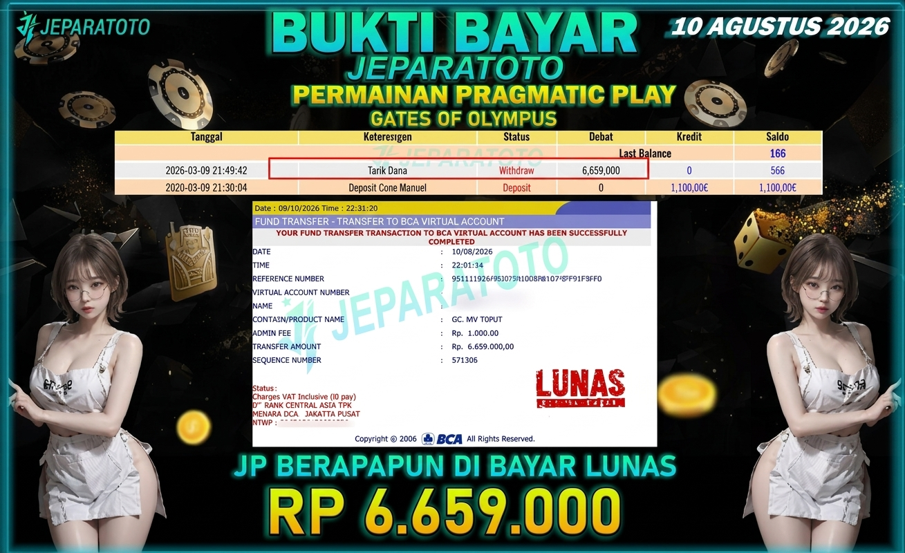 BUKTI KEMENANGAN MEMBER JEPARATOTO I GATES OF OLYMPUS