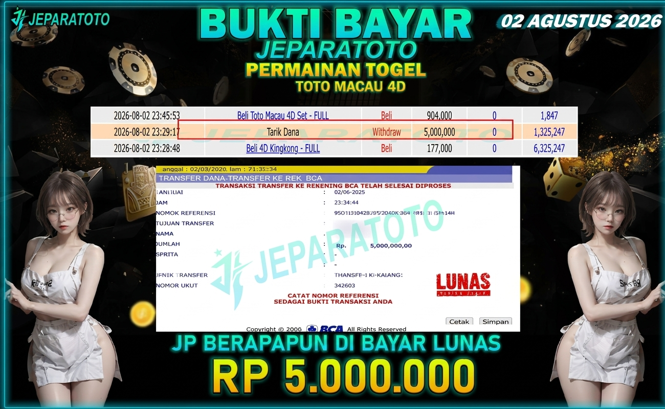 BUKTI KEMENANGAN MEMBER JEPARATOTO I  TOTO MACAU 4D